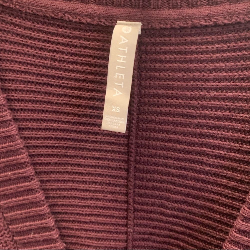Athleta Oversized Chunky Knit Cardigan Burgundy Size XS - Picture 3 of 3